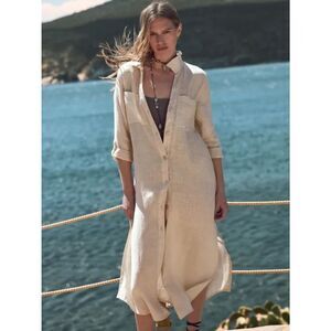 Zara 100% Linen Tunic Shirt Dress New